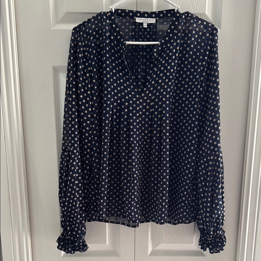 Navy Polka Dot Blouse